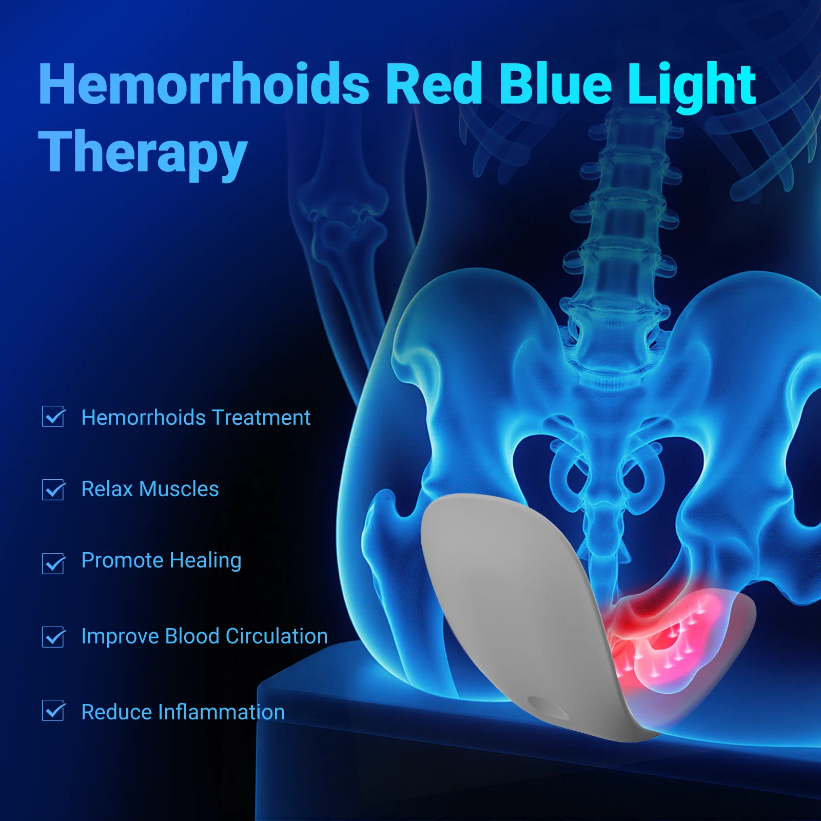 Hemorrhoids Treatment Device 465nm 630nm Red Blue Light 4 Modes Therapy APP Timer Massager Pain Relief Health Care
Hemorrhoids Treatment Device 465nm 630nm Red Blue Light 4 Modes Therapy APP Timer Massager Pain Relief Health Care