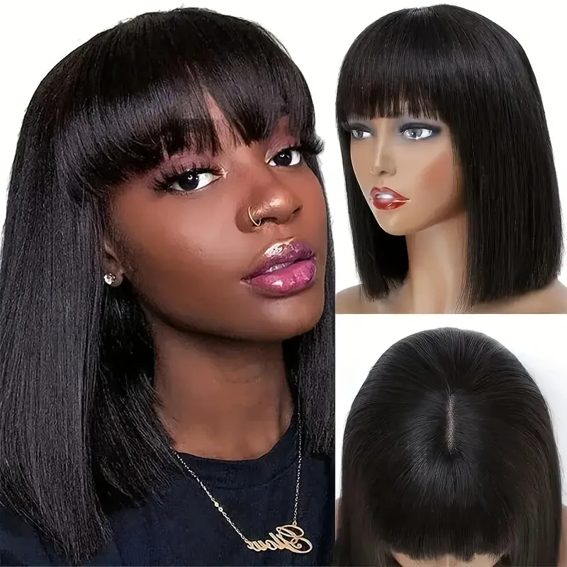 HAIRTIME Straight Short Bob Glueless Wig with Bangs HD Lace 180% Density Glueless HD Lace Bob With Bang Glueless Wigs
HAIRTIME Straight Short Bob Glueless Wig with Bangs HD Lace 180% Density Glueless HD Lace Bob With Bang Glueless Wigs