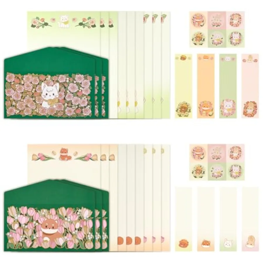 44Pcs Stationery Paper and Envelopes Set, 3.5" x 7" Cute Animal Patterns Envelopes, Love Letter Papers Letter Writing Kit, Lett
44Pcs Stationery Paper and Envelopes Set, 3.5" x 7" Cute Animal Patterns Envelopes, Love Letter Papers Letter Writing Kit, Lett