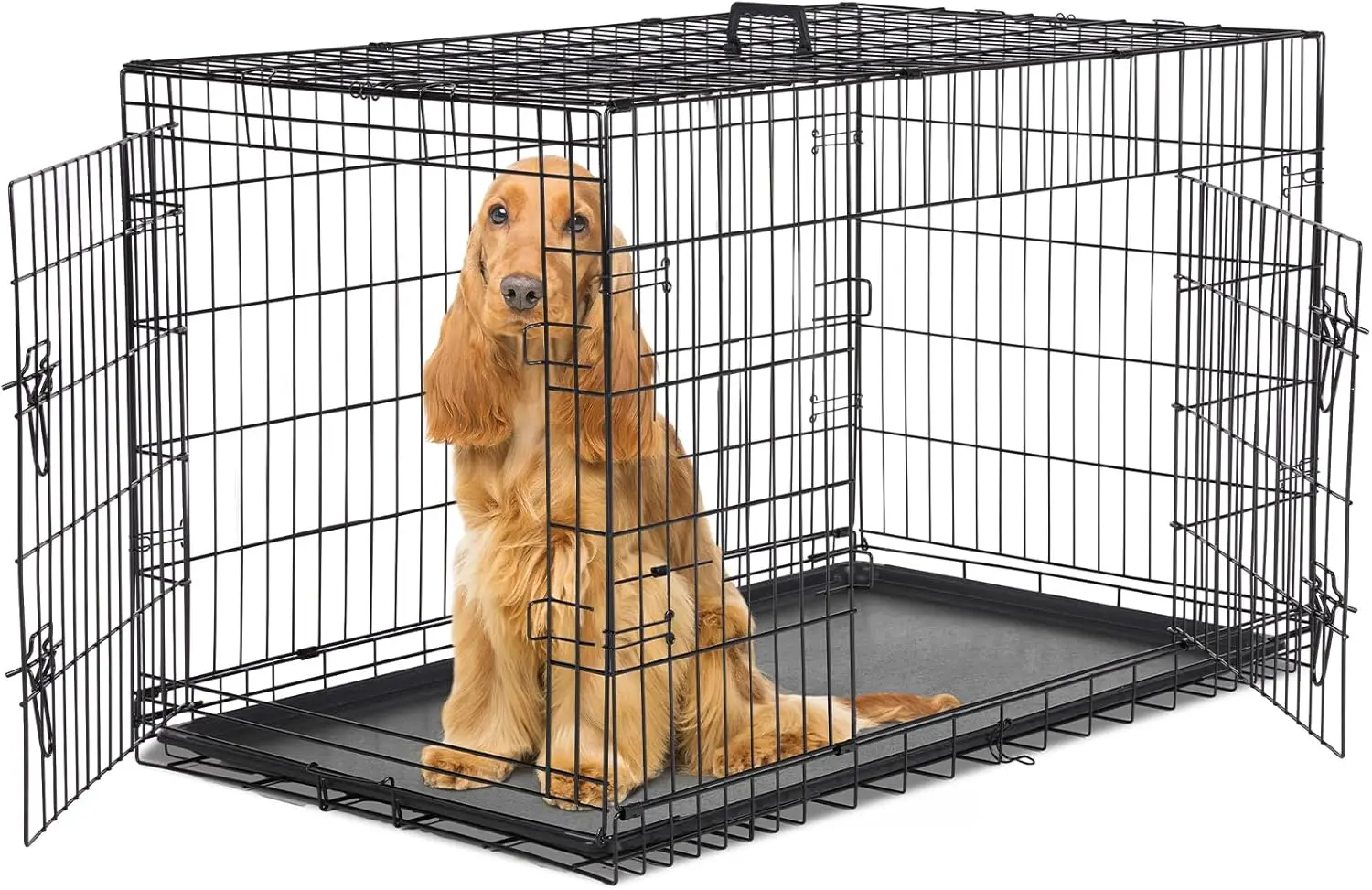 48 Inch Dog Crate, Medium Large Double Door Folding Metal Wire Cage with Leak-Proof Pan for Indoor Outdoor Travel
48 Inch Dog Crate, Medium Large Double Door Folding Metal Wire Cage with Leak-Proof Pan for Indoor Outdoor Travel