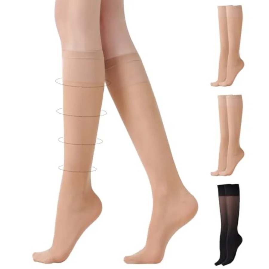 3 Pairs Compression Stockings for Women, 40D Knee High 5-10 mmHg Opaque Stockings
3 Pairs Compression Stockings for Women, 40D Knee High 5-10 mmHg Opaque Stockings