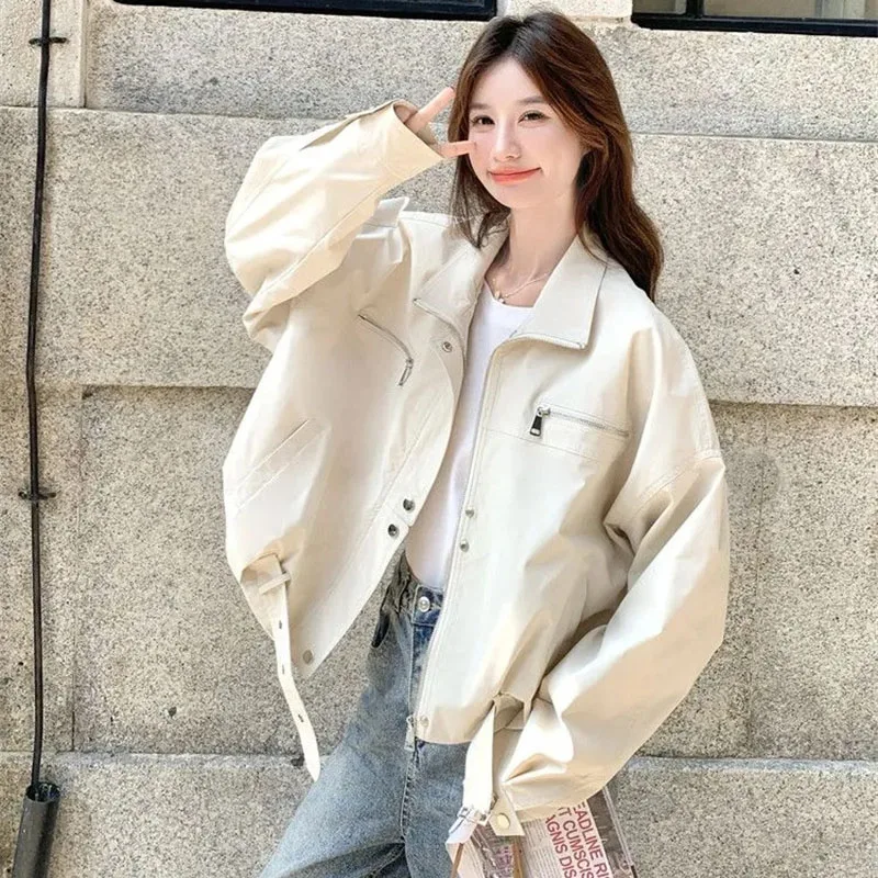 Ladies Korean Loose Casual Zipper Coat Spring Autumn Women Patchwork Loose Outwear Female Fashion Zipper Locomotive Short Jacket
Ladies Korean Loose Casual Zipper Coat Spring Autumn Women Patchwork Loose Outwear Female Fashion Zipper Locomotive Short Jacket