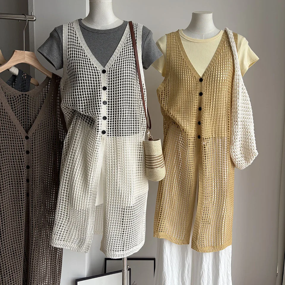 Korean Style V-Neck Hollow out Sleeveless Dress Women's Summer 2026 New Elegant Open Cardigan Cover up Vest Dress
Korean Style V-Neck Hollow out Sleeveless Dress Women's Summer 2026 New Elegant Open Cardigan Cover up Vest Dress