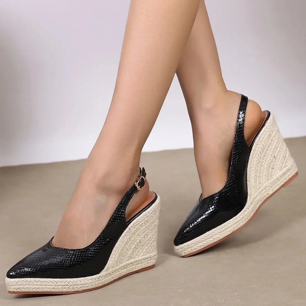 Spring Summer Espadrille Heels Women Party Shoes Pointed toe Fashion Ladies Wedges 10cm Pumps Black Purple Plus Size 42 D978
Spring Summer Espadrille Heels Women Party Shoes Pointed toe Fashion Ladies Wedges 10cm Pumps Black Purple Plus Size 42 D978