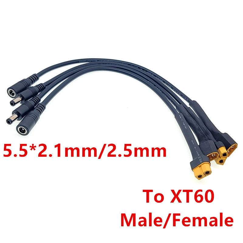 XT60 Male / Female Connector To DC 5.5*2.5 5.5x2.1mm Power Cable Adaptor 5521 5525 For Glasses Battery Charging Adapter Cables
XT60 Male / Female Connector To DC 5.5*2.5 5.5x2.1mm Power Cable Adaptor 5521 5525 For Glasses Battery Charging Adapter Cables