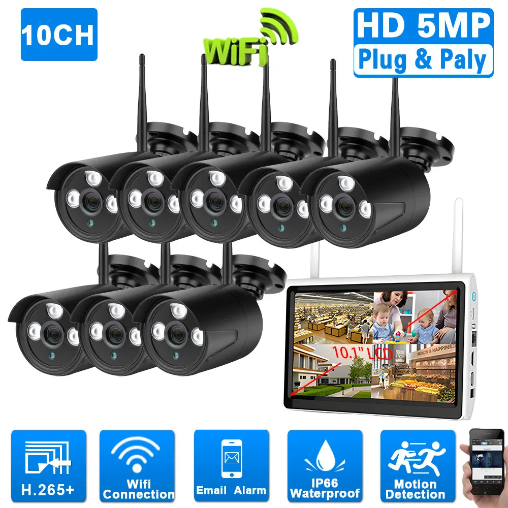 8CH 5MP Wireless CCTV Security System 10.1 LCD Screen Monitor NVR Kit Outdoor Wifi Bullet Camera Video Surveillance System Kit
8CH 5MP Wireless CCTV Security System 10.1 LCD Screen Monitor NVR Kit Outdoor Wifi Bullet Camera Video Surveillance System Kit