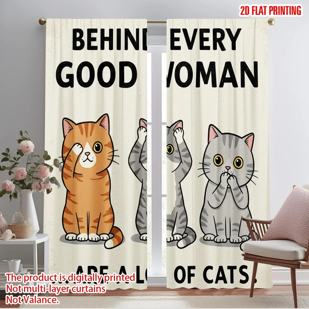 2pcs 2D flat printing Window Curtains Behind Every Good Woman Cats 100% Polyester Fabric Without Electricity Party Decorations
2pcs 2D flat printing Window Curtains Behind Every Good Woman Cats 100% Polyester Fabric Without Electricity Party Decorations
