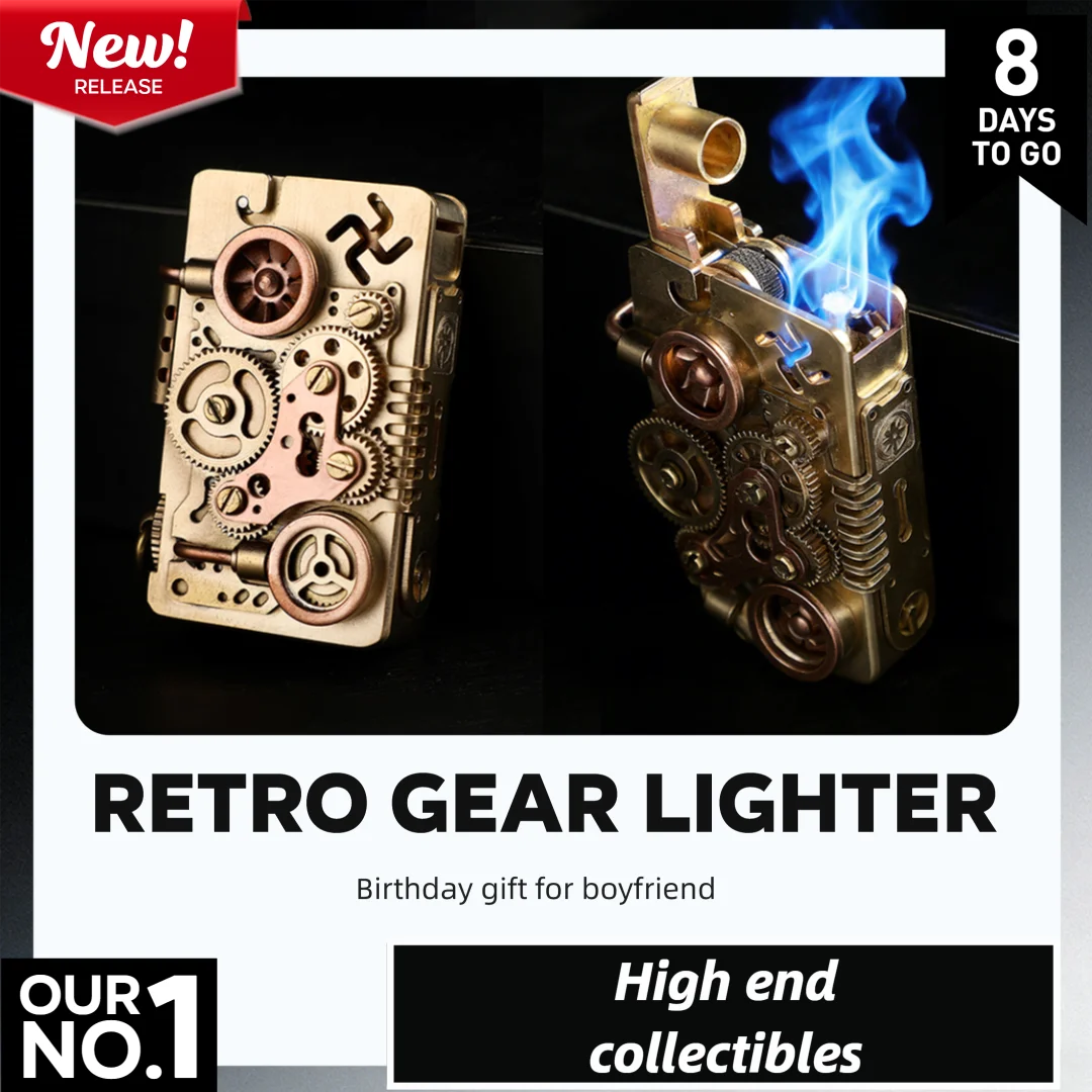 1 Pc Retro Gear Mechanical Lighter Oil-Free High-Quality Brass Collectible Creative Holiday Gift
1 Pc Retro Gear Mechanical Lighter Oil-Free High-Quality Brass Collectible Creative Holiday Gift