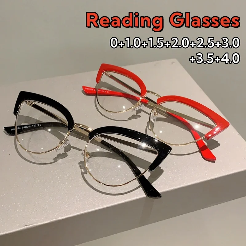 Women's Metal Retro Cat Eye Reading Glasses Fashionable Individual HD Eye Protection Anti-Blue Light Eyeglasses 0 TO +4.0
Women's Metal Retro Cat Eye Reading Glasses Fashionable Individual HD Eye Protection Anti-Blue Light Eyeglasses 0 TO +4.0