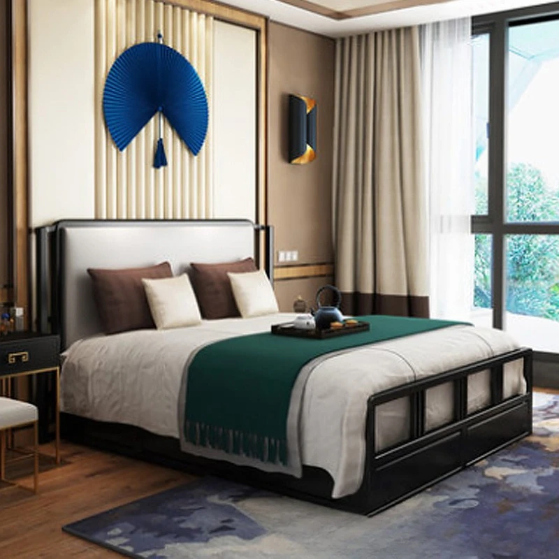 New Chinese style all solid wood leather double bed modern simple light luxury wedding bed 1.8 meters bedroom double bed
New Chinese style all solid wood leather double bed modern simple light luxury wedding bed 1.8 meters bedroom double bed