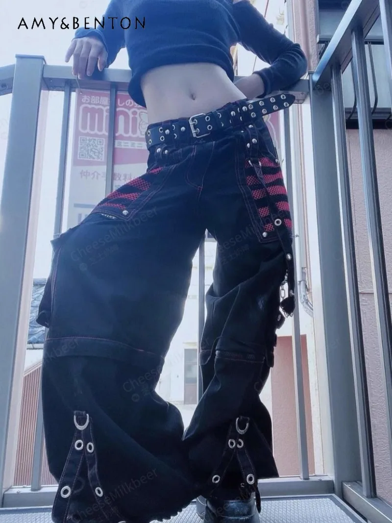 Japanese Spring and Summer Punk Rock 90s Subculture Retro Street Niche Design Contrasting Color Chain Straight Overalls Women
Japanese Spring and Summer Punk Rock 90s Subculture Retro Street Niche Design Contrasting Color Chain Straight Overalls Women
