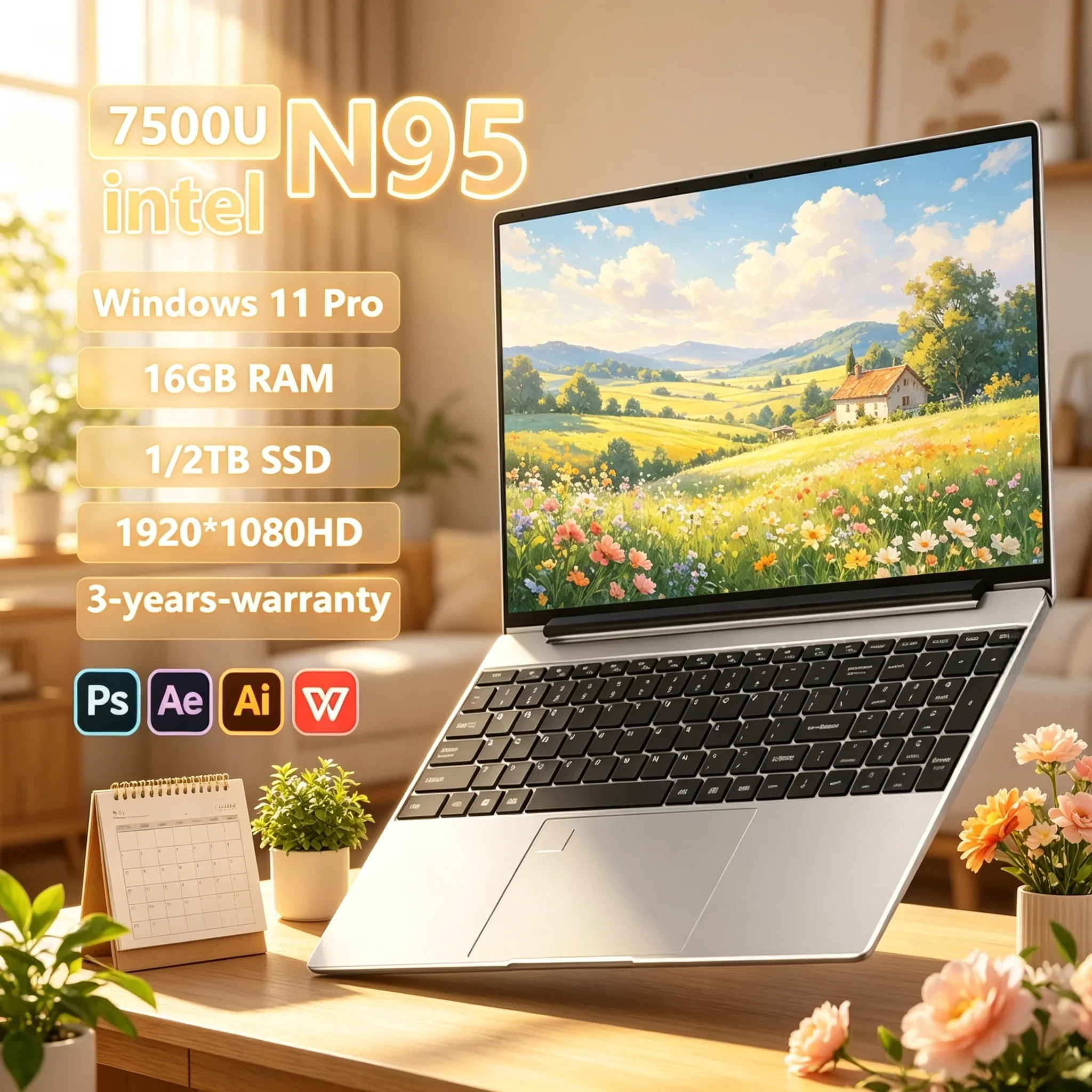 Portable 14.1'' Slim Laptop N95 Chip 120Hz Display Backlit Keyboard 32GB RAM Mass Storage Home Study Computer
Portable 14.1'' Slim Laptop N95 Chip 120Hz Display Backlit Keyboard 32GB RAM Mass Storage Home Study Computer