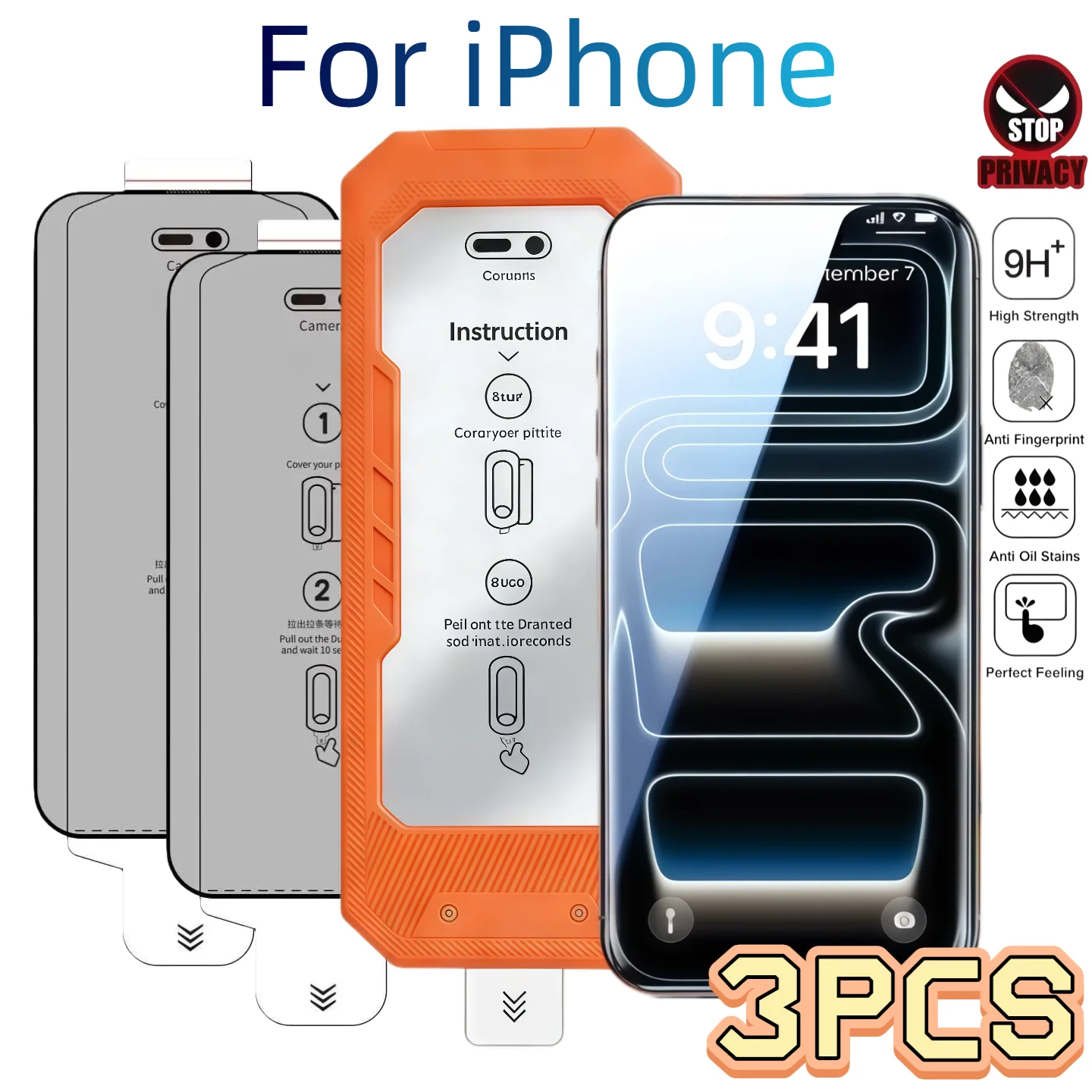 3Pcs 9H Tempered Glass Privacy Screen Protector for iPhone 17e 16Pro 15ProMax 14Plus 13 12 Series - Device Privacy Protection
3Pcs 9H Tempered Glass Privacy Screen Protector for iPhone 17e 16Pro 15ProMax 14Plus 13 12 Series - Device Privacy Protection