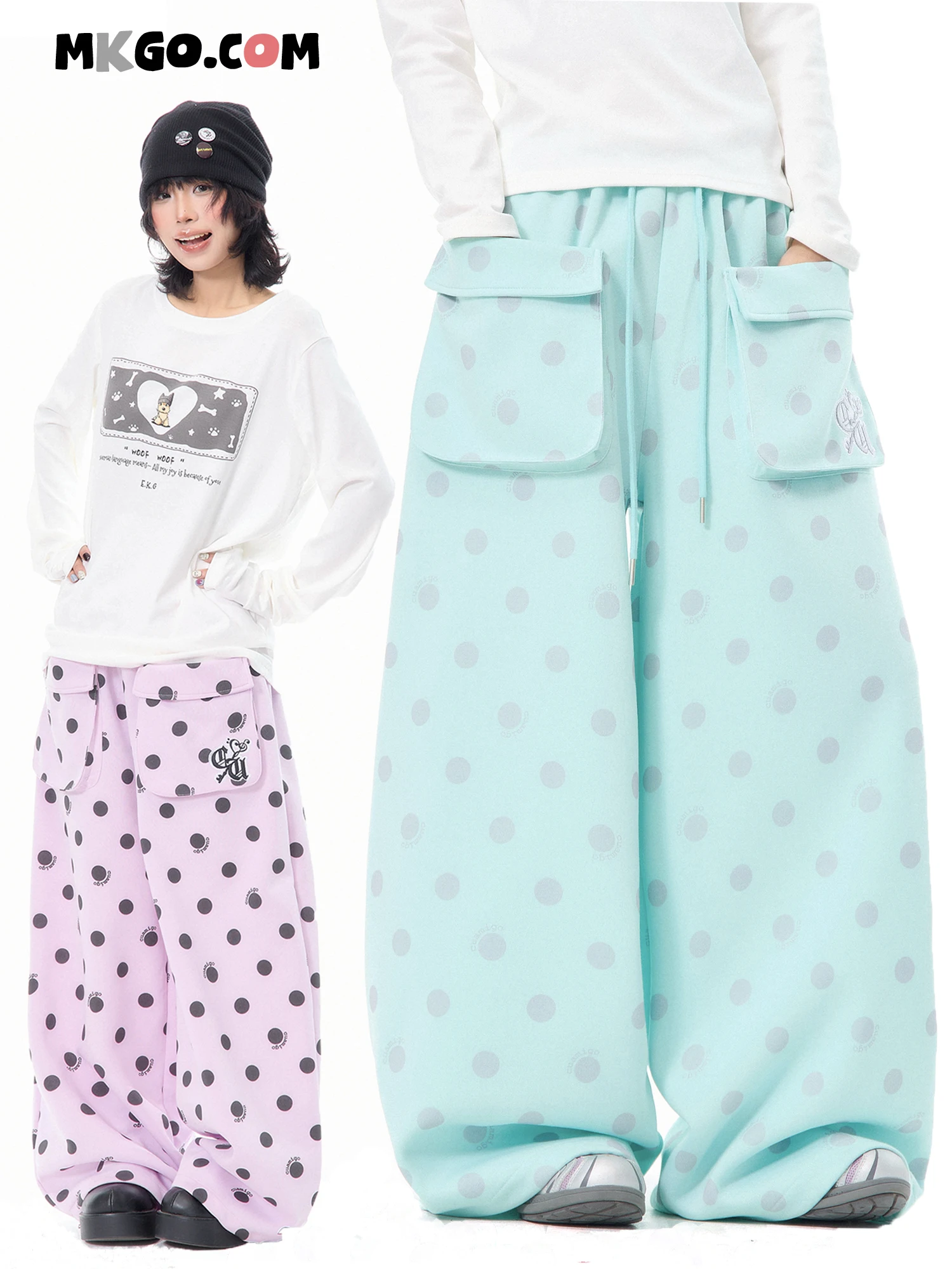 Casual Polka Dot Print Embroidered Straight Leg Loose Women's Wide Leg Pants MKGO American Style Pocket Design Natural Waist
Casual Polka Dot Print Embroidered Straight Leg Loose Women's Wide Leg Pants MKGO American Style Pocket Design Natural Waist
