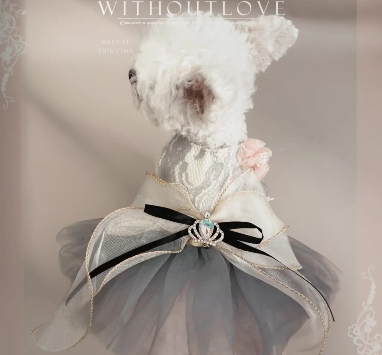Elegant Grey Pet Dress for Dogs, Wedding Style Tulle Skirt with Floral Decor, Classic Sequined Puppy Outfit for Party Birthday
Elegant Grey Pet Dress for Dogs, Wedding Style Tulle Skirt with Floral Decor, Classic Sequined Puppy Outfit for Party Birthday