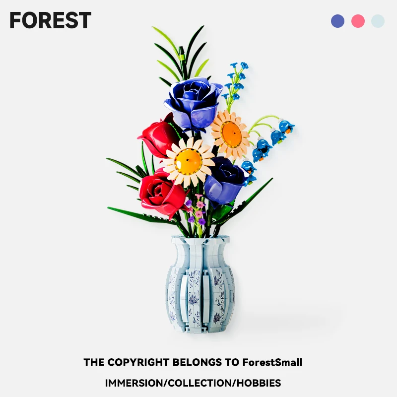 Blue Porcelain Flower Bouquet Building Blocks, Rose & Sunflower Model Kit with Vase, Creative Gift for Girls & Kids
Blue Porcelain Flower Bouquet Building Blocks, Rose & Sunflower Model Kit with Vase, Creative Gift for Girls & Kids