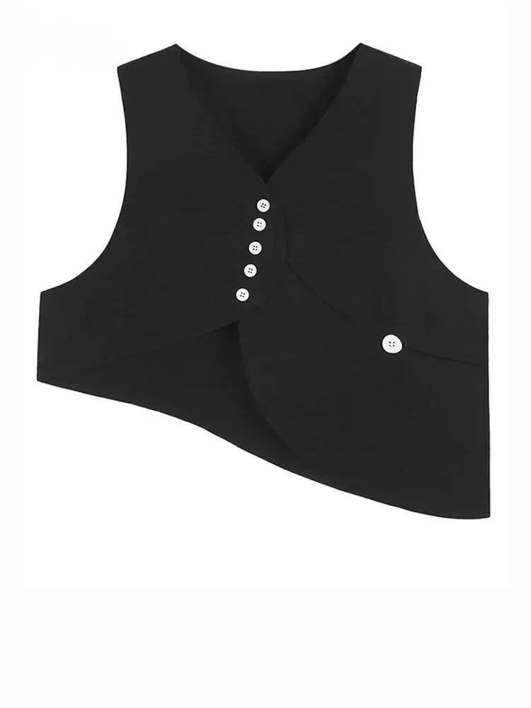 Женский черный однобортный жилет большого размера с нерегулярным подолом, новый модный жилет без рукавов с v-образным вырезом, весна-осень
Женский черный однобортный жилет большого размера с нерегулярным подолом, новый модный жилет без рукавов с v-образным вырезом, весна-осень