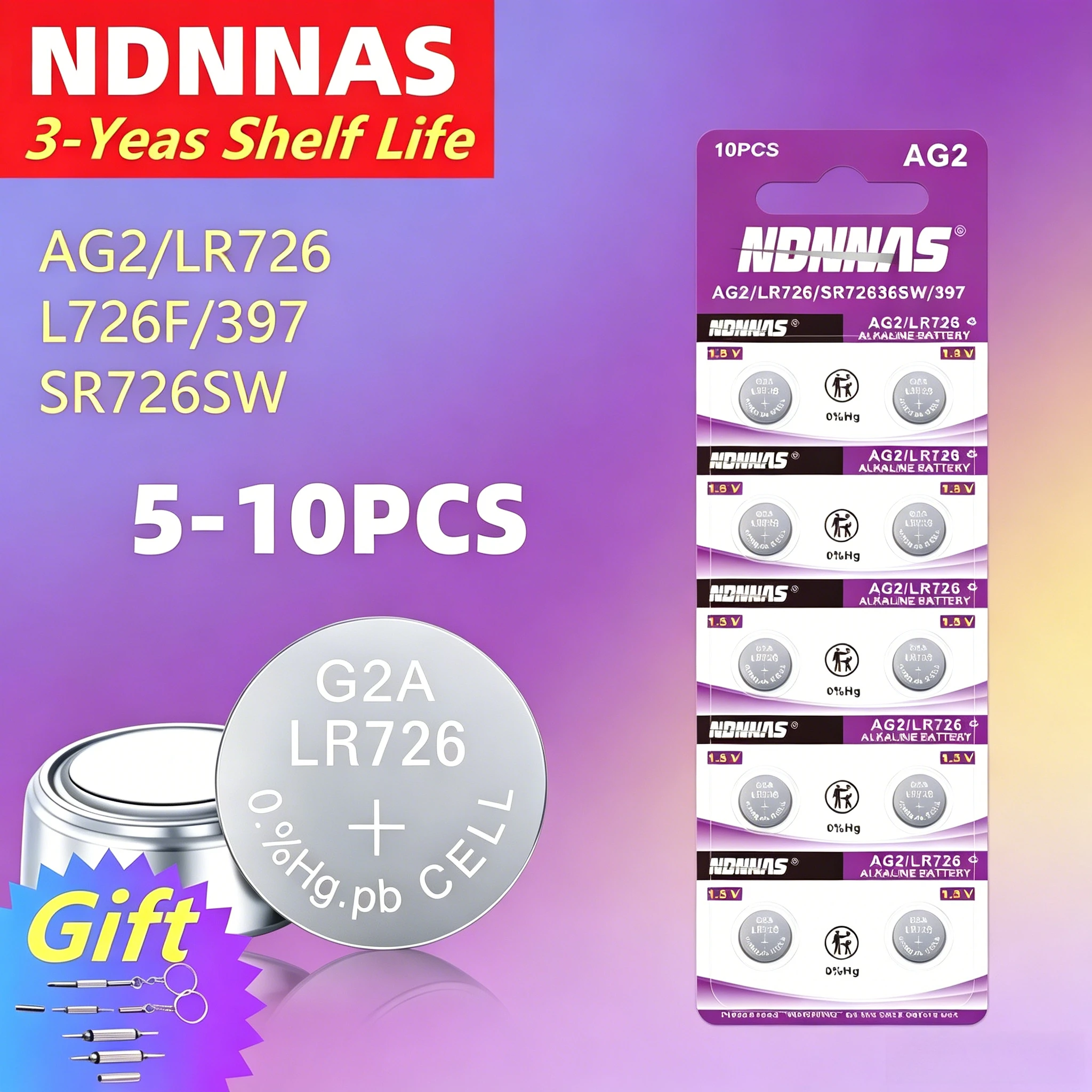 Premium AG2 LR726 1.5V Button Battery for Watches Small Electronic Devices
Premium AG2 LR726 1.5V Button Battery for Watches Small Electronic Devices