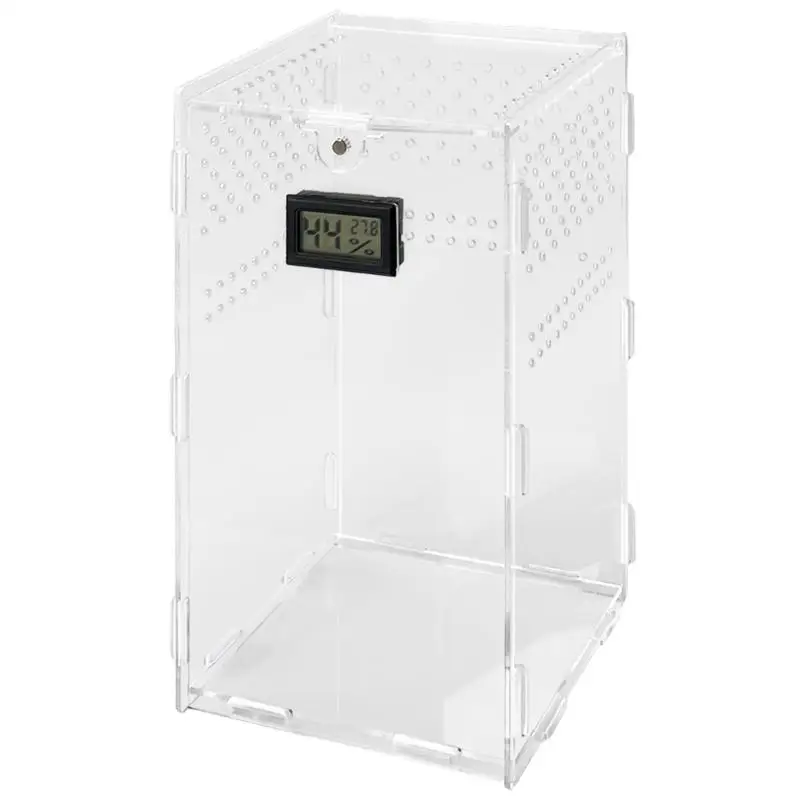Reptiles Feeding Box Acrylic Terrariums Container with Temperature Hygrometer for Spiders Lizards Mini Habitat Dropship
Reptiles Feeding Box Acrylic Terrariums Container with Temperature Hygrometer for Spiders Lizards Mini Habitat Dropship