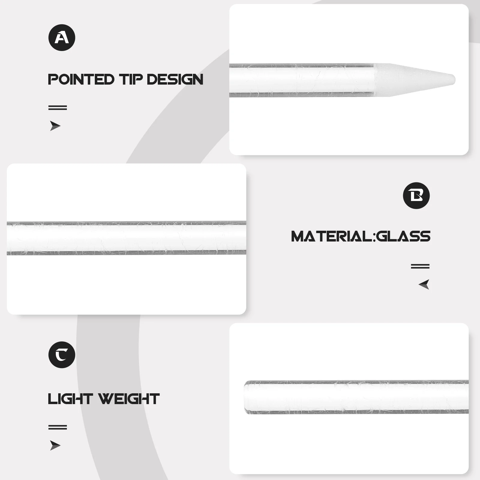 Glass Grinding Stick 1.5ml Centrifuge Tube Compatible Reusable Lab Experiment Tool for Sample Homogenization Science Research