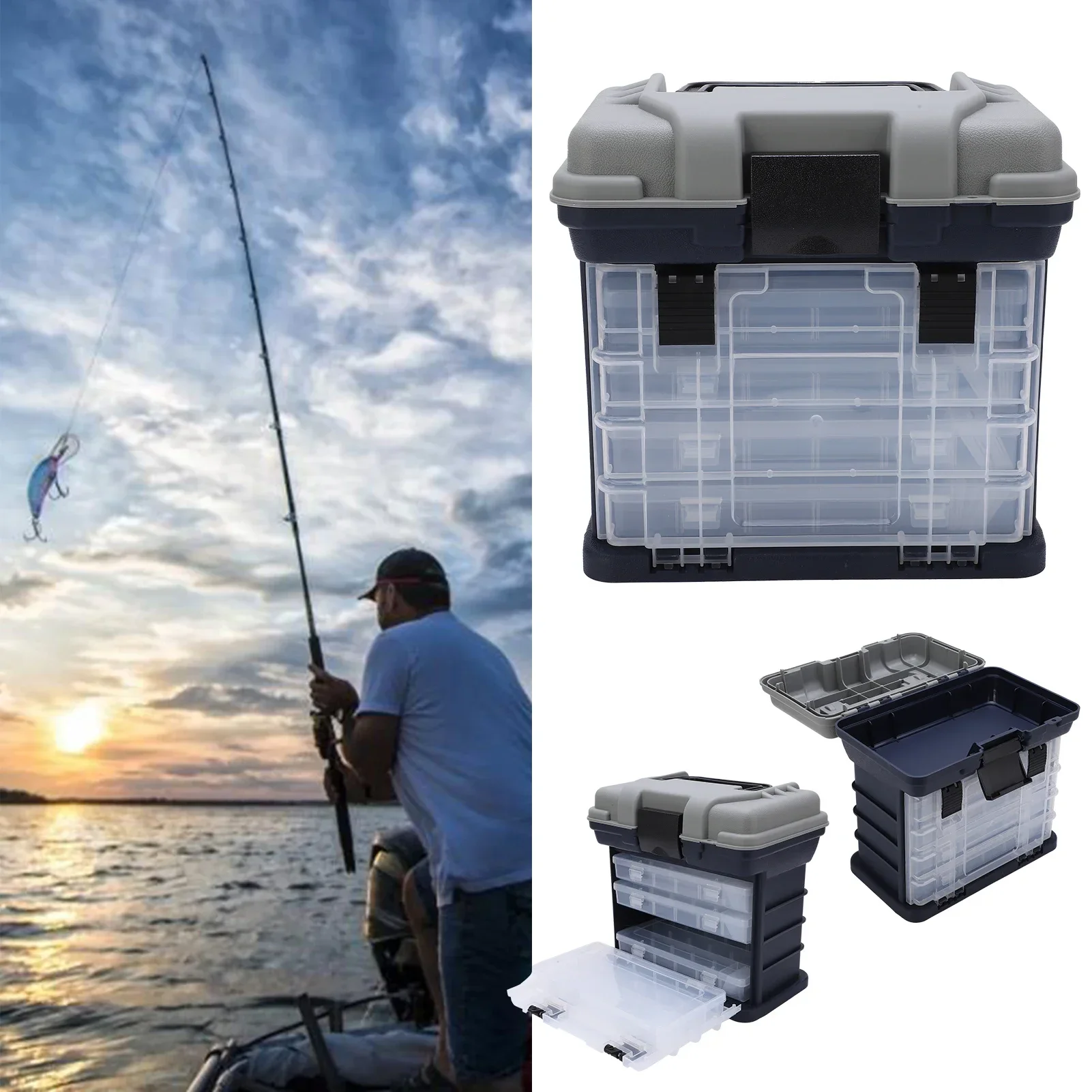 Portable Utility 4 Layers Big Fishing Tackle Box Plastic Handle Carp Fishing Case Tools
Portable Utility 4 Layers Big Fishing Tackle Box Plastic Handle Carp Fishing Case Tools
