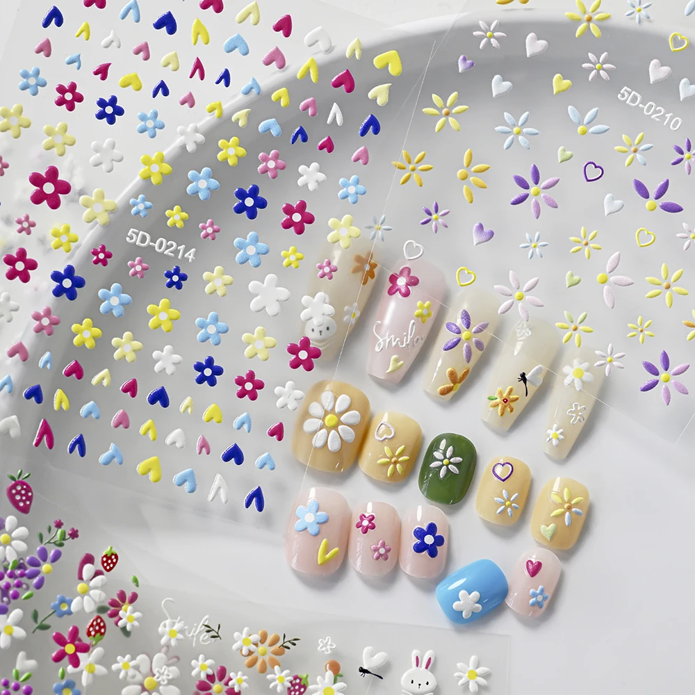 1pc 5D Embossed Daisy Floral Self-Adhesive Nail Decals Dopamine Spring Flower Design Nail Stickers Animal Rabbit DIY Manicures *
1pc 5D Embossed Daisy Floral Self-Adhesive Nail Decals Dopamine Spring Flower Design Nail Stickers Animal Rabbit DIY Manicures *