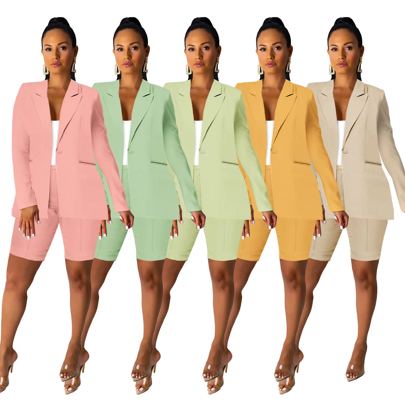 2 Piece Set Long Sleeve Blazer Jacket Top and Shorts Set Elegant OL Office Ladies Spring Matching Set Blazer Suit
2 Piece Set Long Sleeve Blazer Jacket Top and Shorts Set Elegant OL Office Ladies Spring Matching Set Blazer Suit