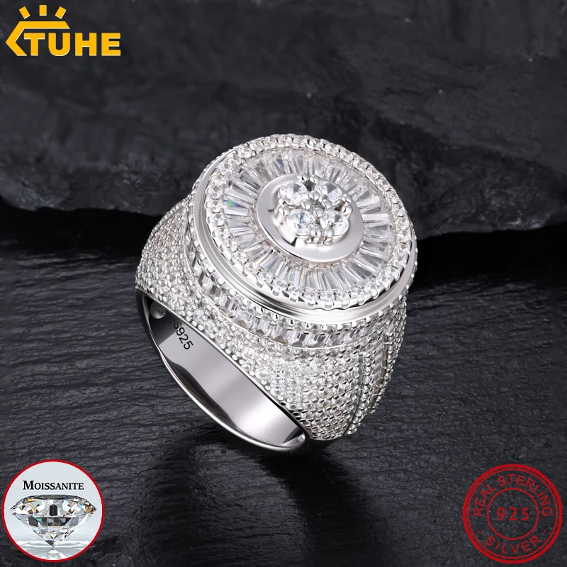 TUHE Iced Out Round Ring 925 Silver Micro Pave Rectangle Cut Moissanite Ring For Men Hip Hop Jewelry Party Gift
TUHE Iced Out Round Ring 925 Silver Micro Pave Rectangle Cut Moissanite Ring For Men Hip Hop Jewelry Party Gift