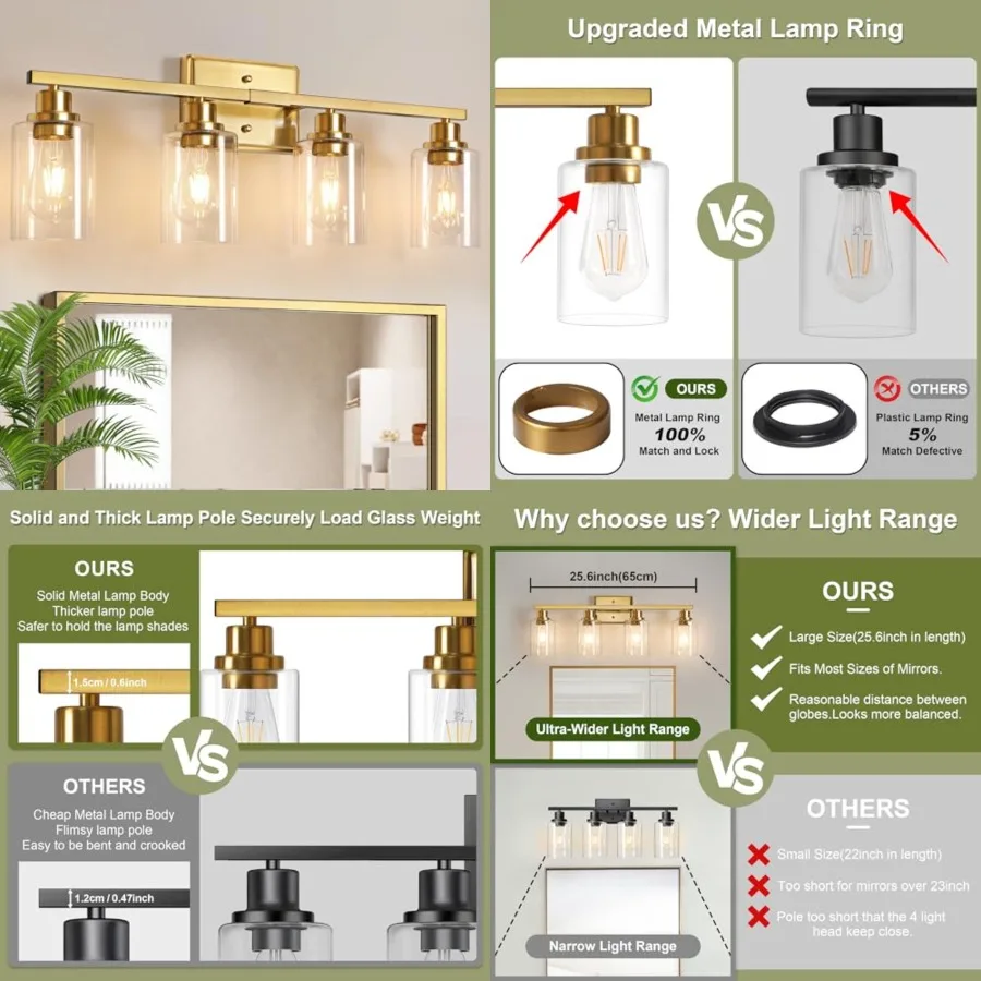 Modern Bathroom Light Fixtures, Vanity s Over Mirror, Wall Lamp with Clear Glass for Living Room Cabinet Bedroom Porch Powder R
Modern Bathroom Light Fixtures, Vanity s Over Mirror, Wall Lamp with Clear Glass for Living Room Cabinet Bedroom Porch Powder R