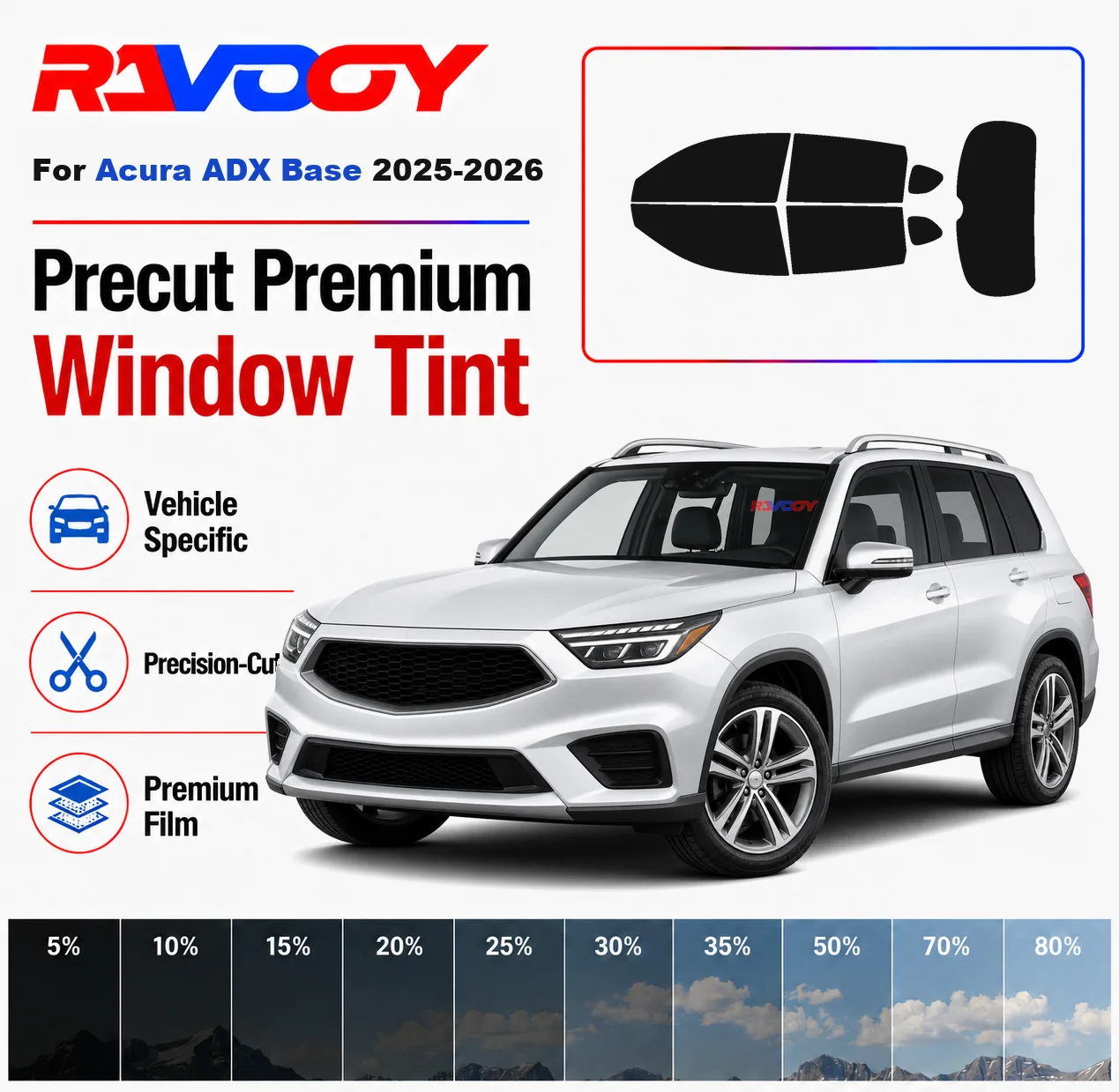 High quality nano ceramics Film Premium Precut Window Ting Kit Front Windows Rear Windows For Acura ADX Base 2025-2026
High quality nano ceramics Film Premium Precut Window Ting Kit Front Windows Rear Windows For Acura ADX Base 2025-2026