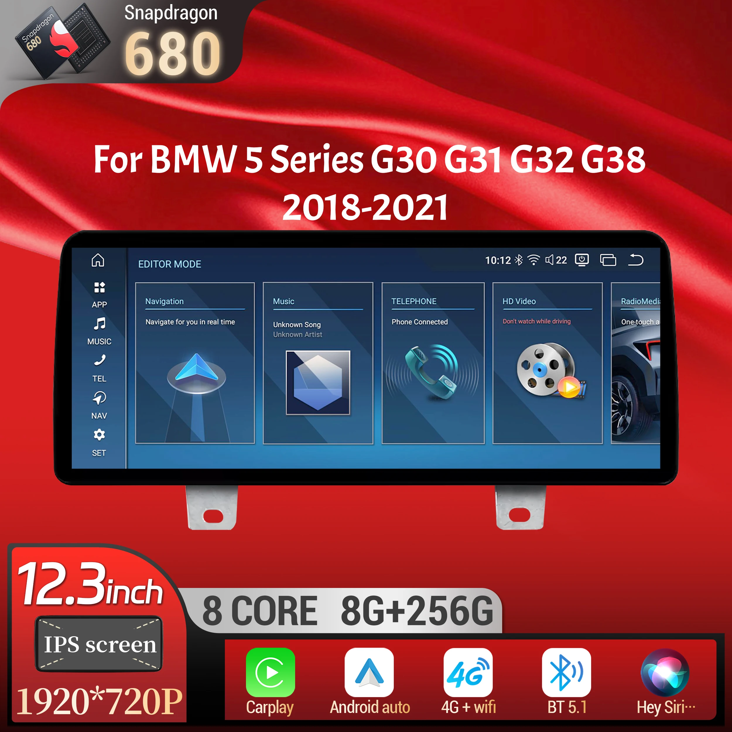 12.3 inch Android 14 For BMW 5 Series G30 G31 G32 G38 2018-2021 Car Radio Wireless Carplay Head Unit Snapdragon 680 Touch Screen
12.3 inch Android 14 For BMW 5 Series G30 G31 G32 G38 2018-2021 Car Radio Wireless Carplay Head Unit Snapdragon 680 Touch Screen