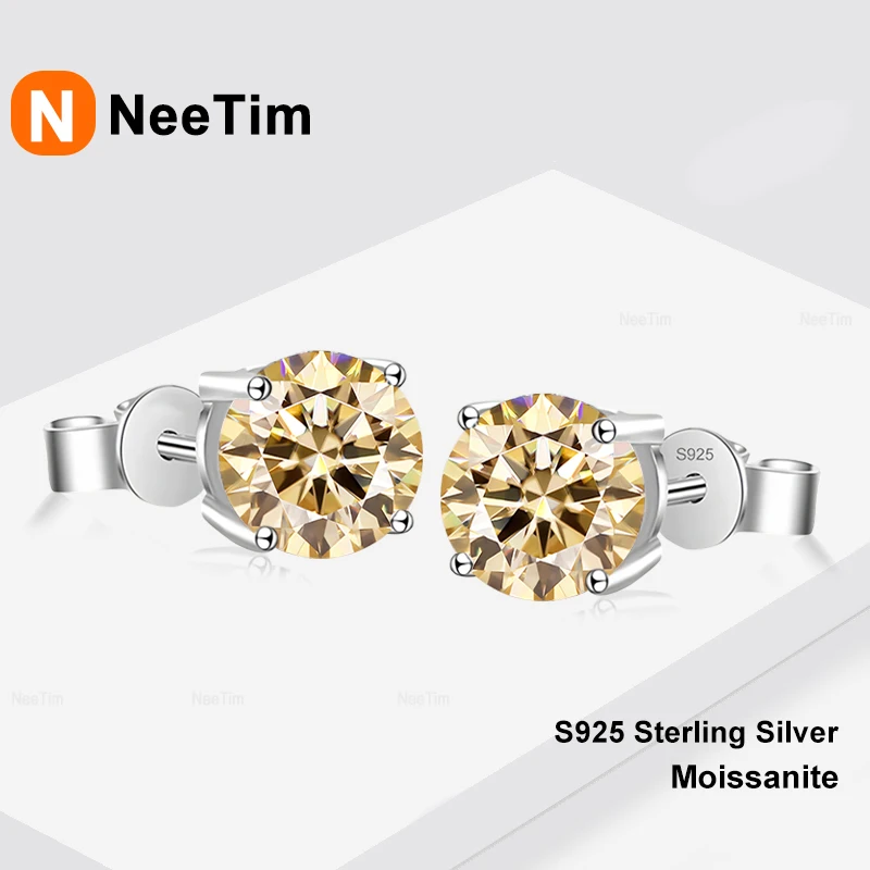 NeeTim 0.5ct 1ct 2ct 3ct Blue Yellow Pink Moissanite Earrings for Women 925 Sterling Silver Lab Diamond Women's Earring Studs
NeeTim 0.5ct 1ct 2ct 3ct Blue Yellow Pink Moissanite Earrings for Women 925 Sterling Silver Lab Diamond Women's Earring Studs