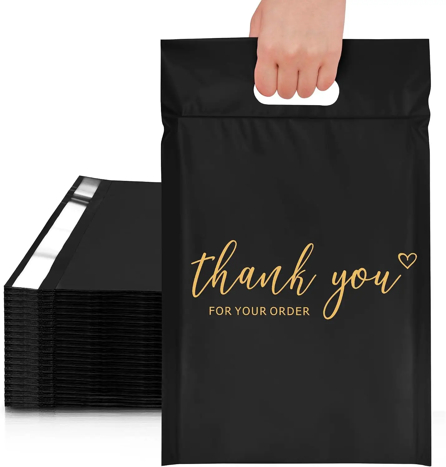 14.5x19in Poly Mailers with Handle, 50 Pcs, Self-Sealing, Waterproof & Tearproof, Black
14.5x19in Poly Mailers with Handle, 50 Pcs, Self-Sealing, Waterproof & Tearproof, Black