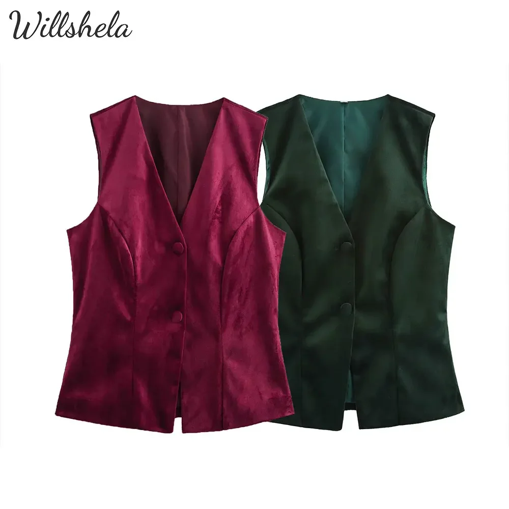 Willshela Women Vintage Velour Vest V-Neck Sleeveless Female Chic Lady Casual Mujer Waistcoat
Willshela Women Vintage Velour Vest V-Neck Sleeveless Female Chic Lady Casual Mujer Waistcoat