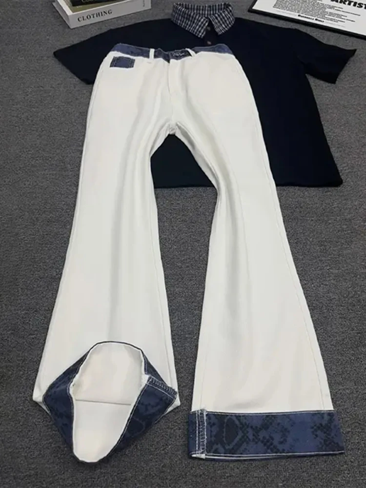 Cleanfit Snake Print Patchwork White Jeans Men's Color Blo Cuffed Pants American High Street Vibe Micro Flared Trousers
Cleanfit Snake Print Patchwork White Jeans Men's Color Blo Cuffed Pants American High Street Vibe Micro Flared Trousers