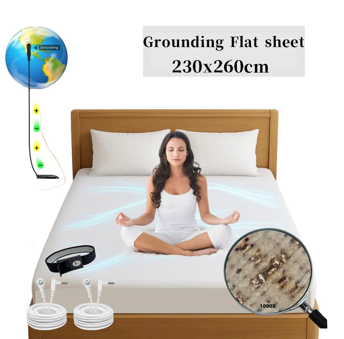 90.5x102in Grounding Flat sheet add 10% Silver Fiber Anti-Static & Radiation Proof for Earthing Release Charge
90.5x102in Grounding Flat sheet add 10% Silver Fiber Anti-Static & Radiation Proof for Earthing Release Charge