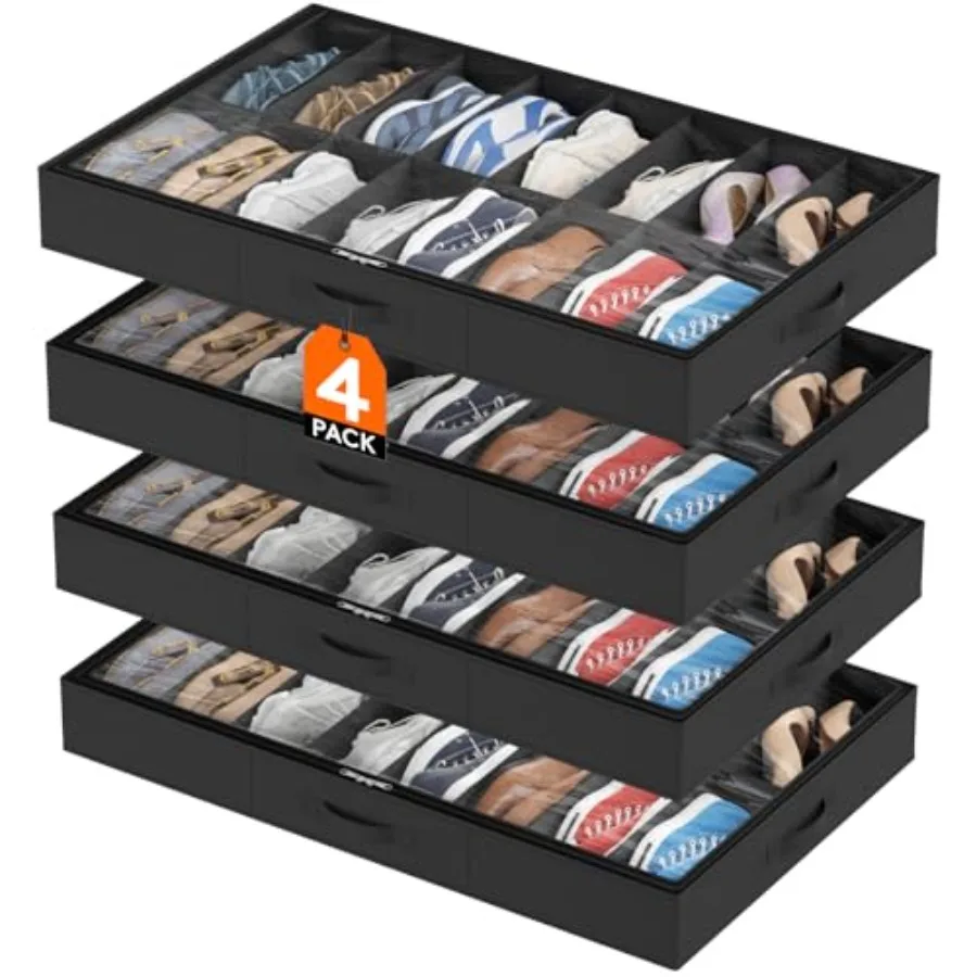 Under Bed Shoe Storage Organizer Pack 6 ." Tall Fabric Container Bo Foldable Closet Shoe Bag with 2 Reinforced Handles and Clea
Under Bed Shoe Storage Organizer Pack 6 ." Tall Fabric Container Bo Foldable Closet Shoe Bag with 2 Reinforced Handles and Clea
