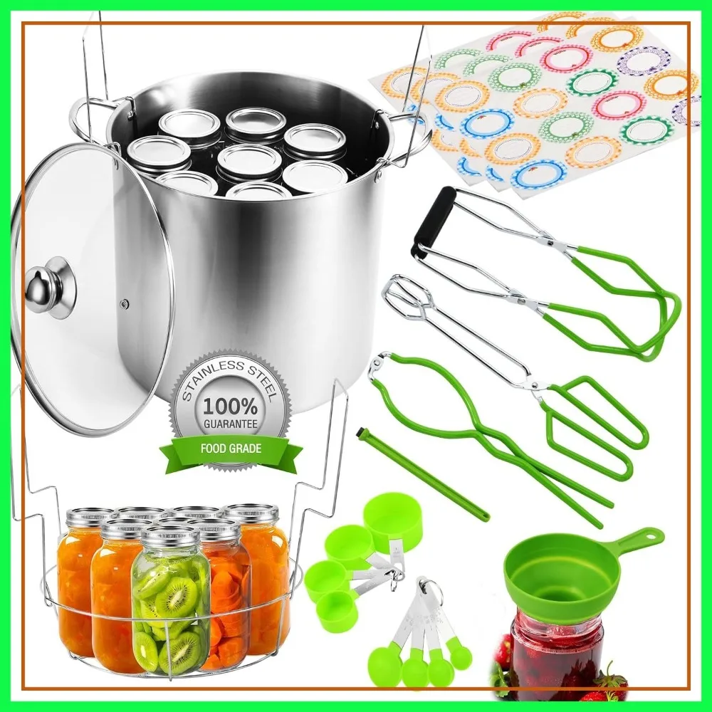 20qt Stainless Steel Water Bath Canner Pot with Rack, Tongs & Jar Lifter - Complete Canning Starter Kit for Beginners
20qt Stainless Steel Water Bath Canner Pot with Rack, Tongs & Jar Lifter - Complete Canning Starter Kit for Beginners