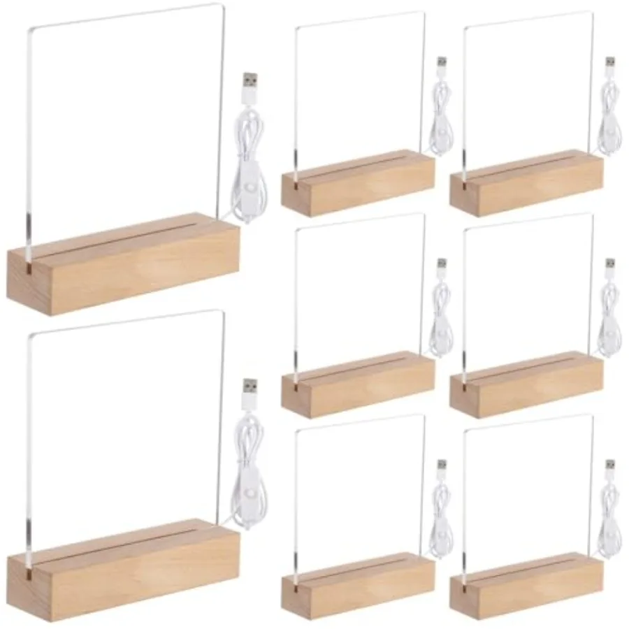 Wooden Acrylic Light Base and Blanks 8 - 7'' USB Cables, Transparent Night Lights
Wooden Acrylic Light Base and Blanks 8 - 7'' USB Cables, Transparent Night Lights