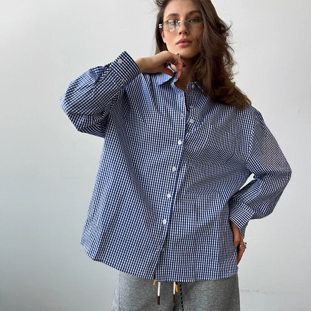 Long Cotton Plaid Sleeved Shirt 2025 Spring New Hot Blue Plaid Cardigan Comfortable Loose Shirt
Long Cotton Plaid Sleeved Shirt 2025 Spring New Hot Blue Plaid Cardigan Comfortable Loose Shirt