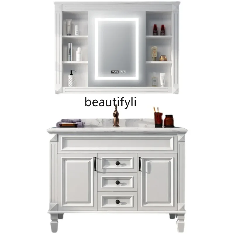 Light Luxury American Stone Plate Bathroom Cabinet Nordic Solid Wood Bathroom Cabinet Smart Mirror Floor Wash Basin
Light Luxury American Stone Plate Bathroom Cabinet Nordic Solid Wood Bathroom Cabinet Smart Mirror Floor Wash Basin
