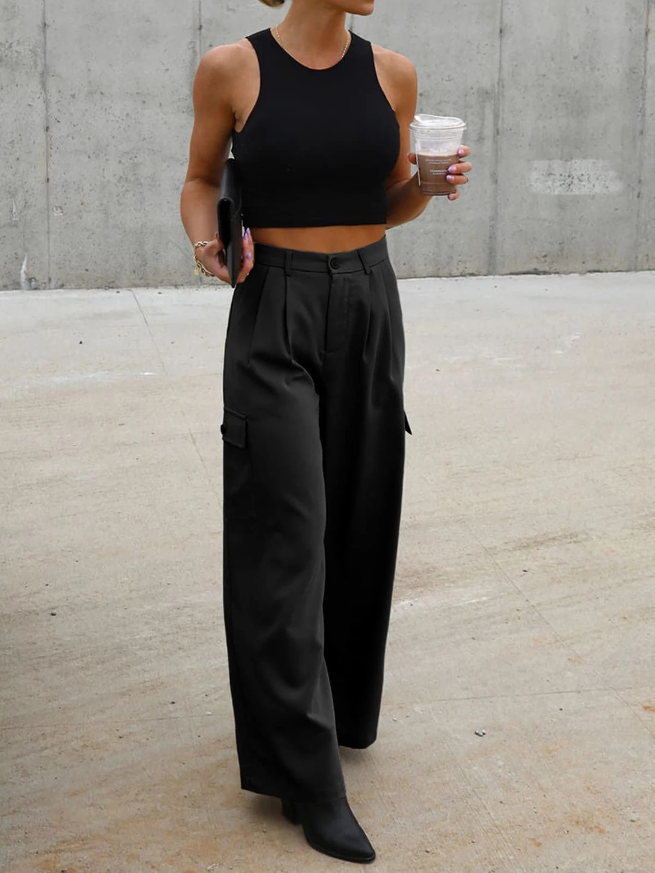 Casual High Waisted Pants for Women Loose Solid Color Versatile Wide Leg Pants with 4 Pockets Cargo Pants Black L
Casual High Waisted Pants for Women Loose Solid Color Versatile Wide Leg Pants with 4 Pockets Cargo Pants Black L