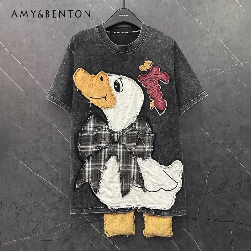 2025 Summer New Heavy Industry Design Sticker Embroidered Cartoon Short-sleeved T-shirt Women's Loose Casual Cute Top Pullovers
2025 Summer New Heavy Industry Design Sticker Embroidered Cartoon Short-sleeved T-shirt Women's Loose Casual Cute Top Pullovers