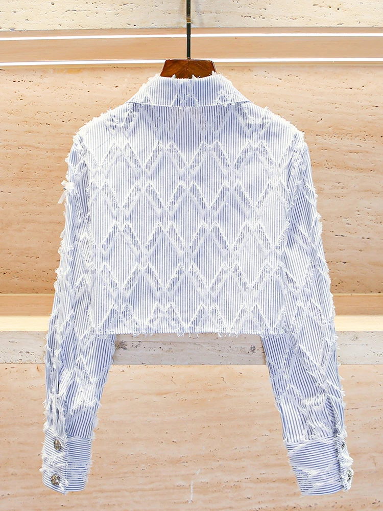 Высококачественная женская полосатая блузка с откидным воротником и стеганым узором, маленькая Fraance Sle Commute Ele, прямая блузка-труба
Высококачественная женская полосатая блузка с откидным воротником и стеганым узором, маленькая Fraance Sle Commute Ele, прямая блузка-труба