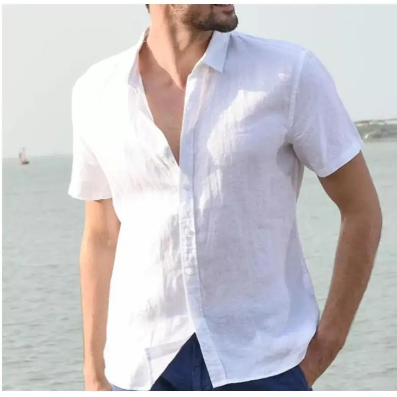 Men's Casual Pure Color Shirt Short Sleeve Neck Design Simple Style Cotton Linen Fabric Comfortable Fit Male Top
Men's Casual Pure Color Shirt Short Sleeve Neck Design Simple Style Cotton Linen Fabric Comfortable Fit Male Top