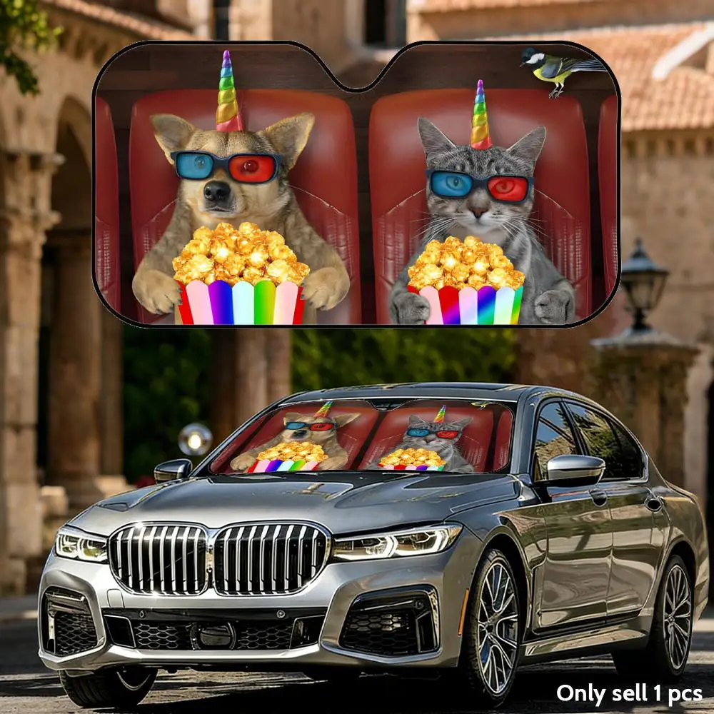 Cat dog watching movie Sun Visor Aluminum Foil Windshield UV Protection Heat Insulation Cover Foldable Reusable Sun Visor Shade
Cat dog watching movie Sun Visor Aluminum Foil Windshield UV Protection Heat Insulation Cover Foldable Reusable Sun Visor Shade