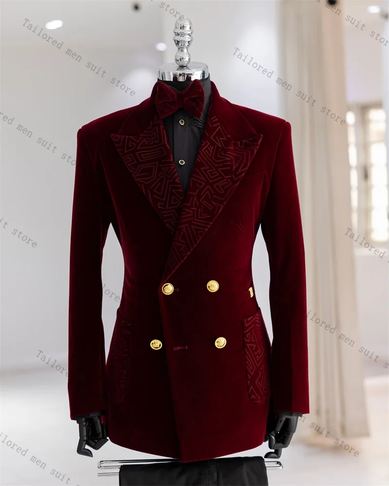 Burgundy Velvet Men Suits Pants Set 2 Pcs Blazer+Cotton Trousers Groom Wedding Tuxedos Jacket Formal Office Business Coat Outfit
Burgundy Velvet Men Suits Pants Set 2 Pcs Blazer+Cotton Trousers Groom Wedding Tuxedos Jacket Formal Office Business Coat Outfit