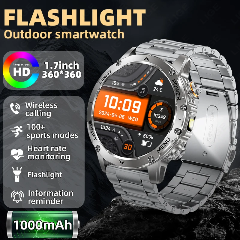 LIGE новые уличные военные умные часы 1,7 "HD-экран 1000 мАч аккумулятор водонепроницаемый светодиодный фонарик Bluetooth вызов спортивные умные часы
LIGE новые уличные военные умные часы 1,7 "HD-экран 1000 мАч аккумулятор водонепроницаемый светодиодный фонарик Bluetooth вызов спортивные умные часы
