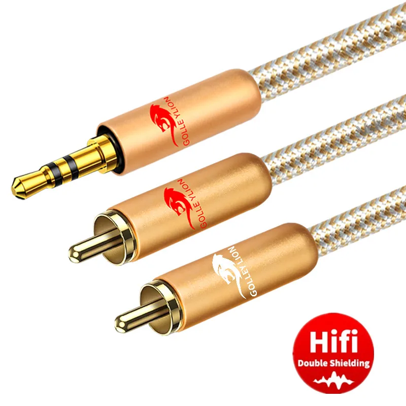Hifi Audio Cable Mini Jack 3.5mm to 2 x RCA Male for Phone PC Laptop Computer Speaker Amplifier 2 RCA Y Splitter Shielded Cord
Hifi Audio Cable Mini Jack 3.5mm to 2 x RCA Male for Phone PC Laptop Computer Speaker Amplifier 2 RCA Y Splitter Shielded Cord