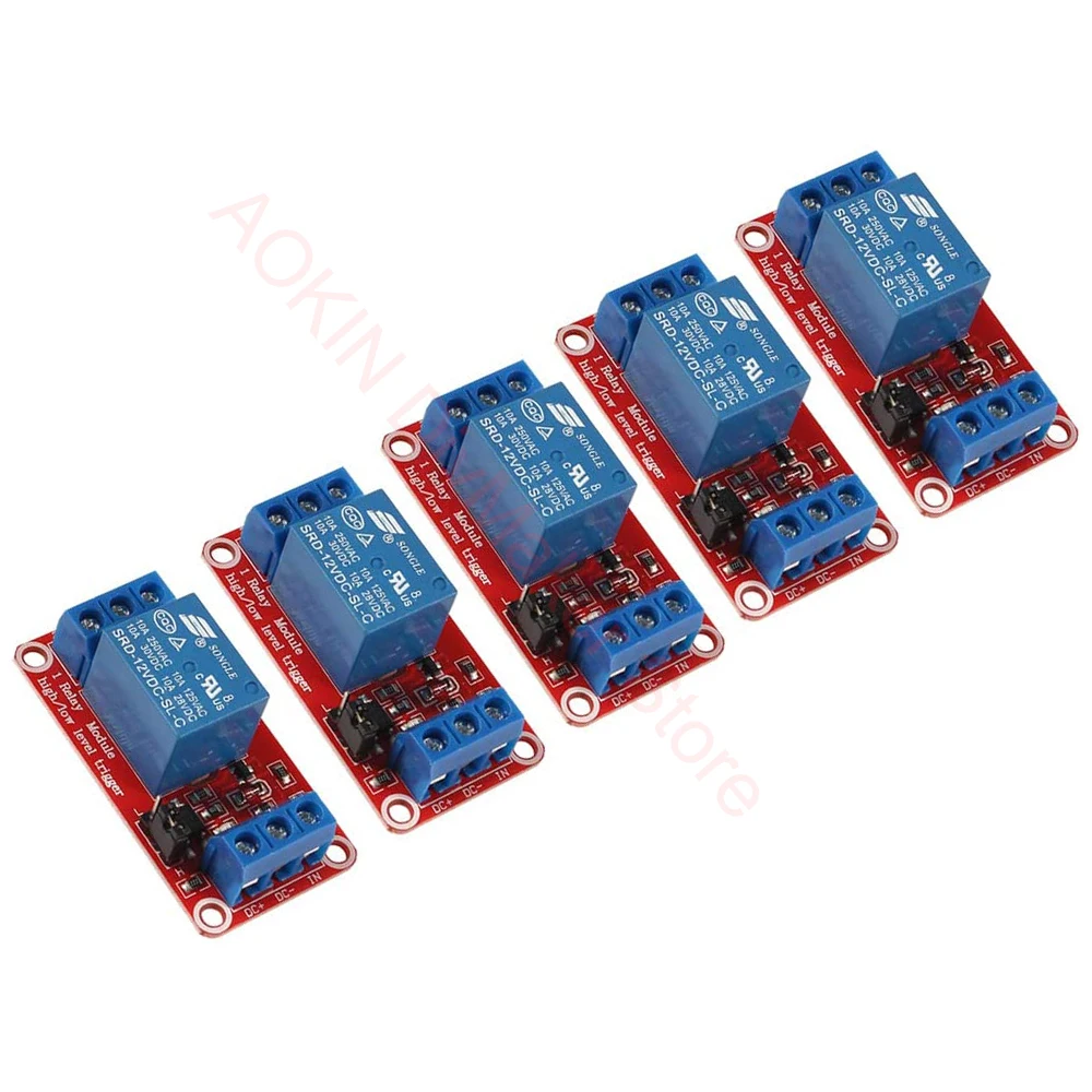 5Pcs DC 5V/12V 1 Channel Relay Module Board Shield with Optocoupler Isolation Support High or Low Level Trigger
5Pcs DC 5V/12V 1 Channel Relay Module Board Shield with Optocoupler Isolation Support High or Low Level Trigger